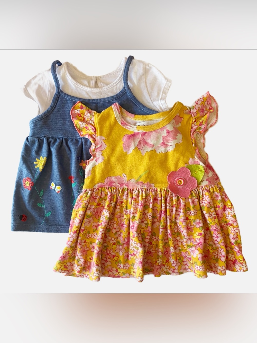 Bundle of 2 Vintage Baby Lulu - Yellow floral dress & Koala kids dresses